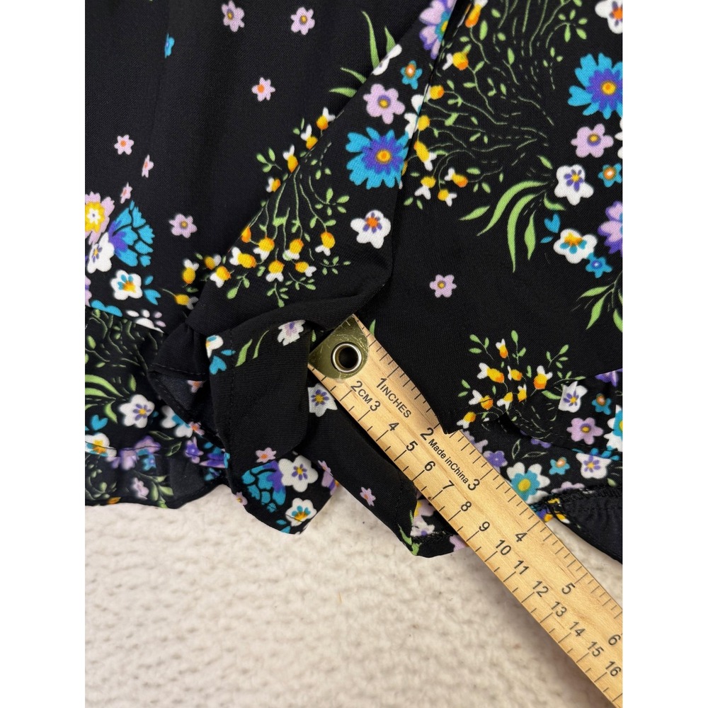 Patrons Of Peace Romper Womens M Black Floral Ruffle Whimsygoth Festival - Picture 7 of 9